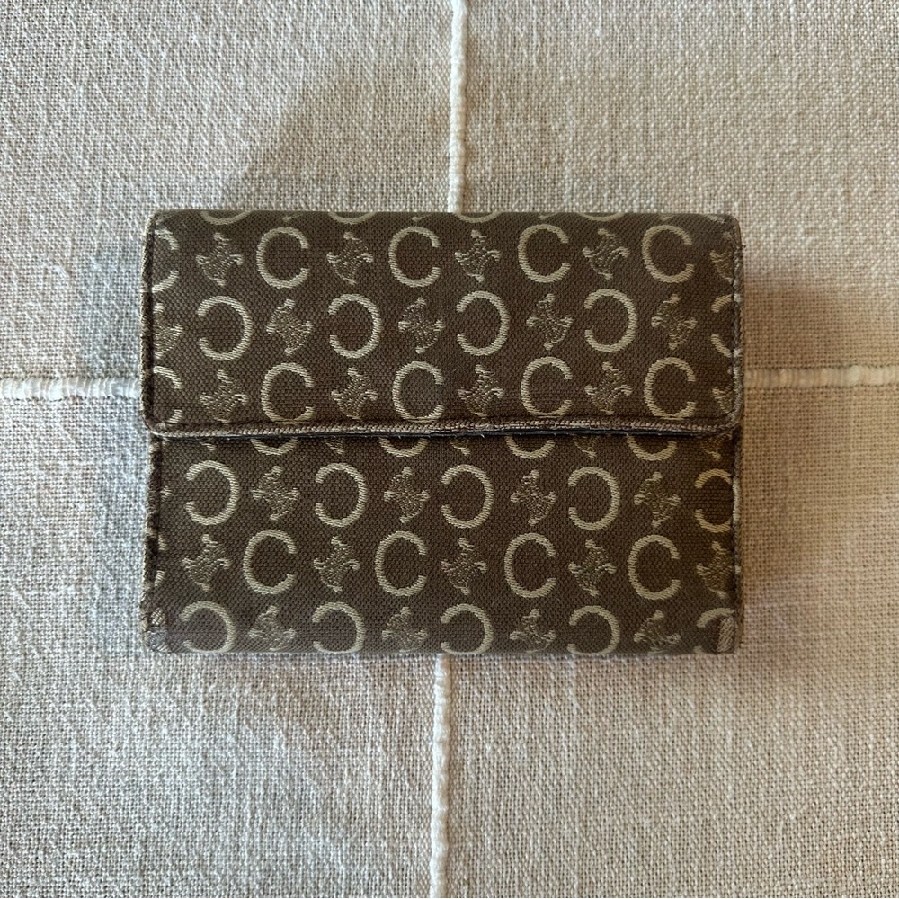Celine | Green Vintage Classic Print Canvas Trifold Wallet